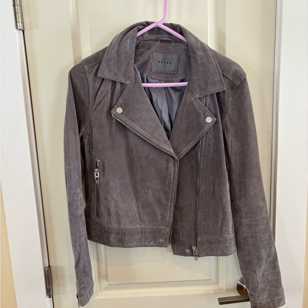 Blank NYC Women's Gray Suede Leather Jacket
